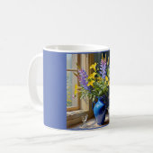 Blue Yellow Lila Bouquet Art Kaffeetasse (Vorderseite Links)