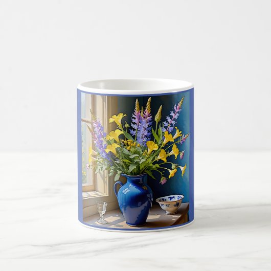 Blue Yellow Lila Bouquet Art Kaffeetasse (Mittel)