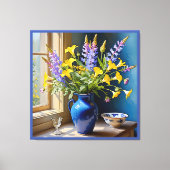 Blue Yellow Lila Bouquet Art Leinwanddruck (Vorderseite)