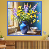 Blue Yellow Lila Bouquet Art Leinwanddruck (Insitu (Wohnzimmer))