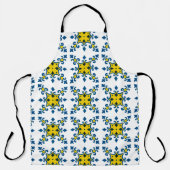 Blue Yellow Lilie Azulejo Pattern Schürze (Vorderseite)