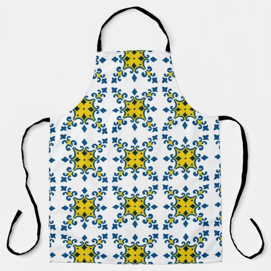 Blue Yellow Lilie Azulejo Pattern Schürze (Vorderseite)