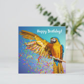 Blue & Yellow Macaw Throws Confetti (Stehend Vorderseite)