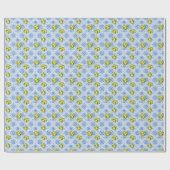 Blue Yellow Mediterranean Tile Lemon Bridal Shower Geschenkpapier (Flach)
