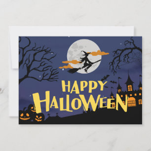 Blue Yellow Modern Happy Halloween Feiertagskarte