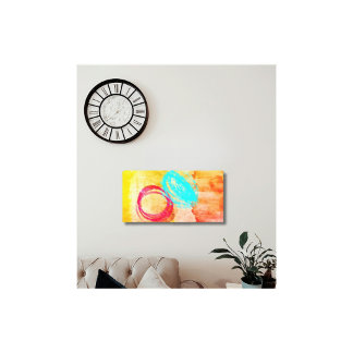 Blue Yellow Modern Stretched Canvas Print Wall Art Leinwanddruck
