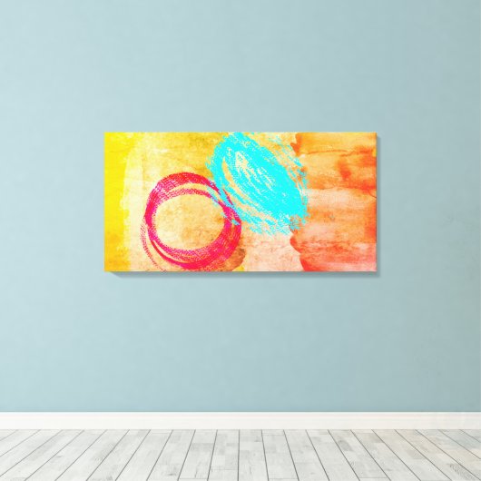 Blue Yellow Modern Stretched Canvas Print Wall Art Leinwanddruck (Insitu (Holzboden))