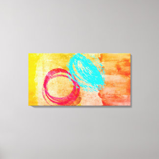 Blue Yellow Modern Stretched Canvas Print Wall Art Leinwanddruck