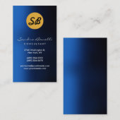 Blue Yellow Monogram Business Card Visitenkarte (Vorne/Hinten)