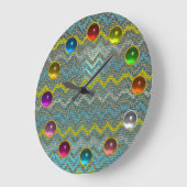 BLUE YELLOW MOSAIC CHEVRONS FARBE GEM STONEN GROßE WANDUHR (Winkel)