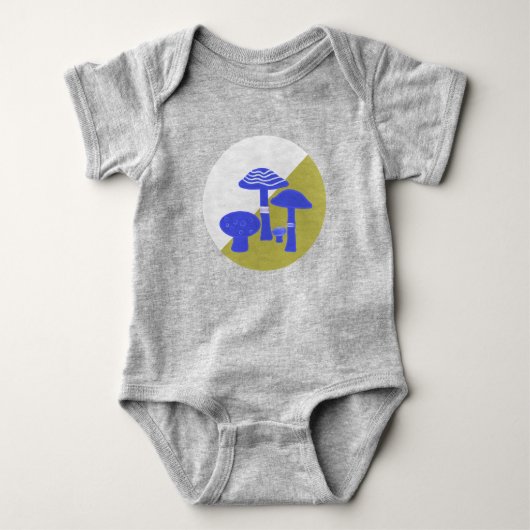 "Blue & Yellow Mushroom" Baby One Piece Baby Strampler (Vorderseite)