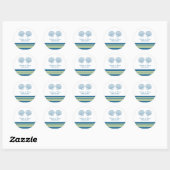 Blue Yellow Nautic Seashells Wedding Stickers (Blatt)