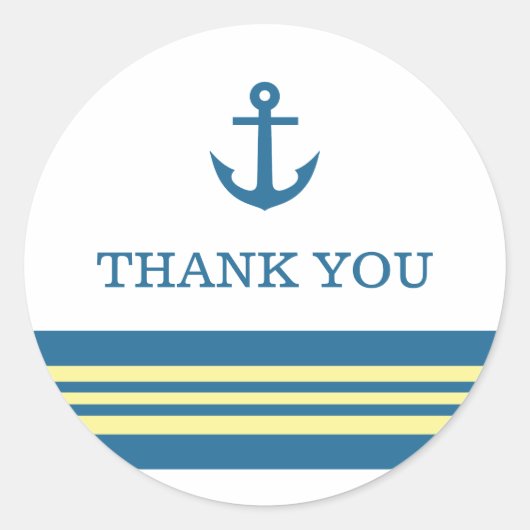 Blue Yellow Nautical Anchor Danke Stickers (Vorderseite)