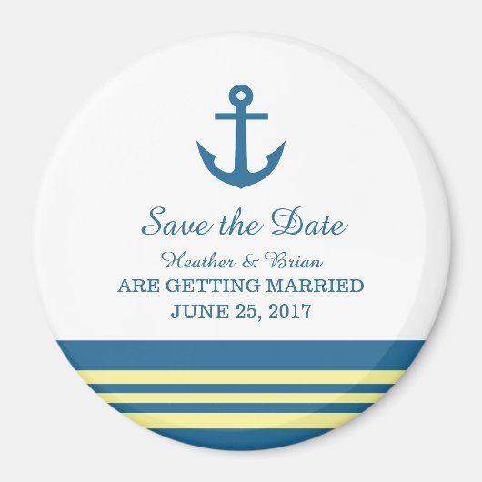 Blue Yellow Nautical Anchor Save the Date Magnet (Vorne)