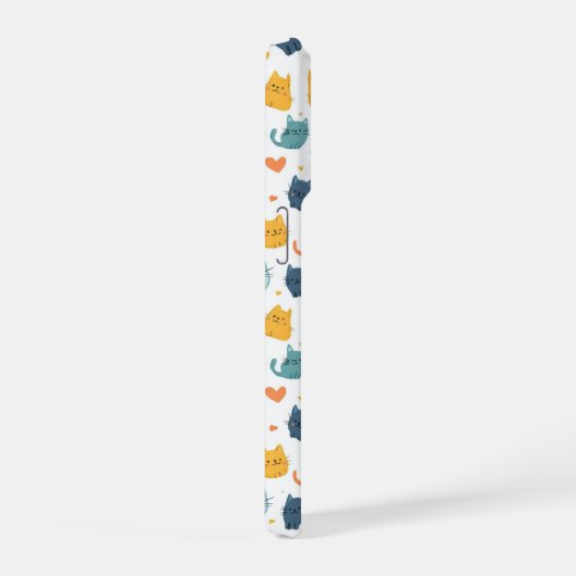 Blue Yellow Orange Kawaii Cat Pattern Cat Lover iPhone Hülle (Rechte Seite)