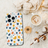 Blue Yellow Orange Kawaii Cat Pattern Cat Lover iPhone Hülle
