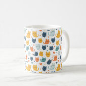 Blue Yellow Orange Kawaii Cat Pattern Cat Lover Kaffeetasse (VorderseiteRechts)