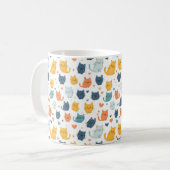 Blue Yellow Orange Kawaii Cat Pattern Cat Lover Kaffeetasse (Vorderseite Links)