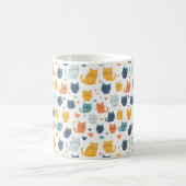 Blue Yellow Orange Kawaii Cat Pattern Cat Lover Kaffeetasse (Mittel)