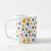 Blue Yellow Orange Kawaii Cat Pattern Cat Lover Kaffeetasse (Links)