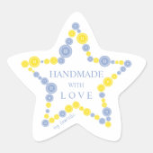 Blue & Yellow Original Buttons Star Handmade Stern-Aufkleber (Vorderseite)