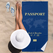 Blue & Yellow Passport-Hochzeit in Urlaubsort Strandtuch