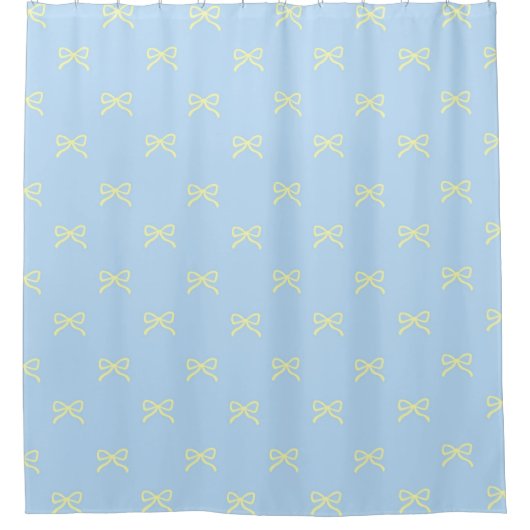 Blue Yellow Pastel Bow Pattern Pretty Feminine Duschvorhang (Vorderseite)