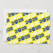 Blue & Yellow Pawprint Abschluss Foto Einladung (Rückseite)