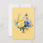 Blue Yellow Peony Bouquet Wedding Save The Date (Rückseite)