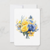 Blue Yellow Peony Bouquet Wedding Save The Date (Rückseite)