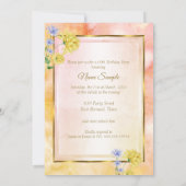 Blue Yellow Pink Blume Geburtstagsparty Einladung (Rückseite)