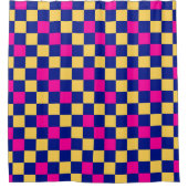Blue Yellow Pink Checkered Pattern Design  Duschvorhang (Vorderseite)