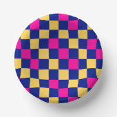 Blue Yellow Pink Checkered Pattern Design  Pappteller (Vorderseite)