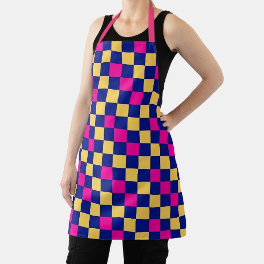 Blue Yellow Pink Checkered Pattern Design  Schürze (InSitu)