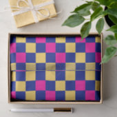 Blue Yellow Pink Checkered Pattern Design  Seidenpapier (Geschenk)