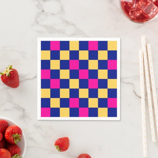 Blue Yellow Pink Checkered Pattern Design  Serviette (Beispiel)