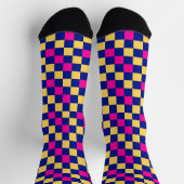 Blue Yellow Pink Checkered Pattern Design  Socken (Oben)