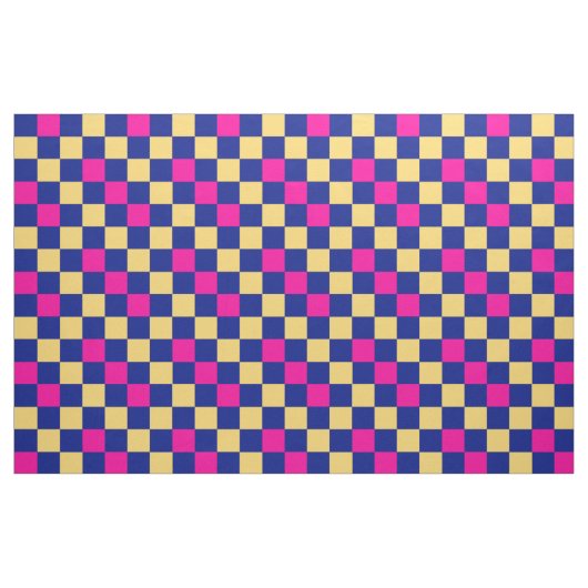 Blue Yellow Pink Checkered Pattern Design  Stoff (Fat Quarter (45,7 x 55,9 cm))