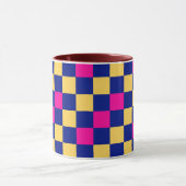 Blue Yellow Pink Checkered Pattern Design  Tasse (Zentrum)