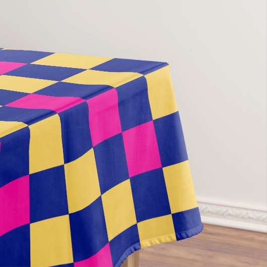 Blue Yellow Pink Checkered Pattern Design  Tischdecke (Beispiel)