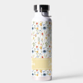 Blue Yellow Pink Floral Name Monogram Wildflower Trinkflasche (Links)