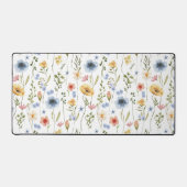 Blue Yellow Pink Floral Wildflower Desk Mat Schreibtischunterlage (Vorderseite)