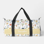 Blue Yellow Pink Watercolor Wildflower Monogram Duffle Bag (Vorderseite)