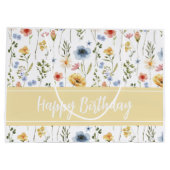 Blue Yellow Pink Watercolor Wildflower Name Große Geschenktüte (Rückseite)