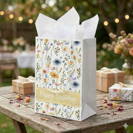 Blue Yellow Pink Watercolor Wildflower Name Kleine Geschenktüte