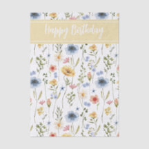 Blue Yellow Pink Watercolor Wildflower Name