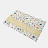 Blue Yellow Pink Wildflower Watercolor Saying  Fußmatte (Schrägansicht)