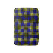 Blue Yellow Plaid Checker Seamless Pattern Badematte (Vorderseite Vertikal)