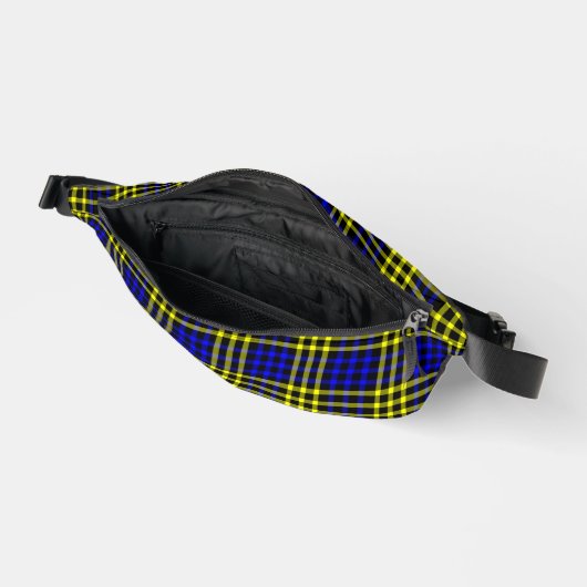 Blue Yellow Plaid Checker Seamless Pattern Bauchtasche (Offen)