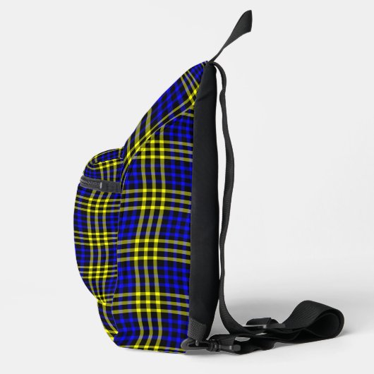 Blue Yellow Plaid Checker Seamless Pattern Crossbody Bag (Rechts)